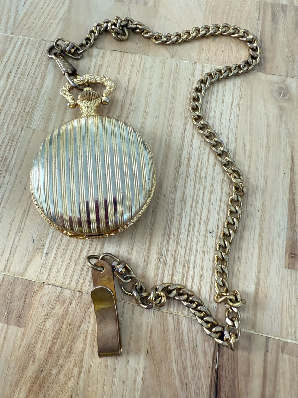 Galaxie by Elgin two tone pocket watch NEW BATTERY
